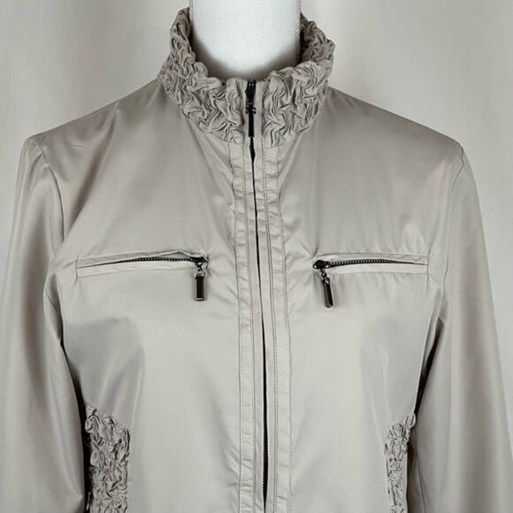 Anthropologie Luii Tan Ruched Zippered Neutral Versatile Jacket NWOT Size S - Picture 3 of 13